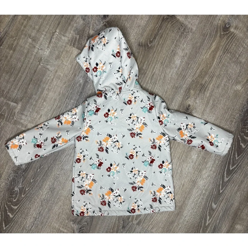Toddler Girls Floral Multicolor Lightweight Jacket Coat Hooded Sz 4T School Fall